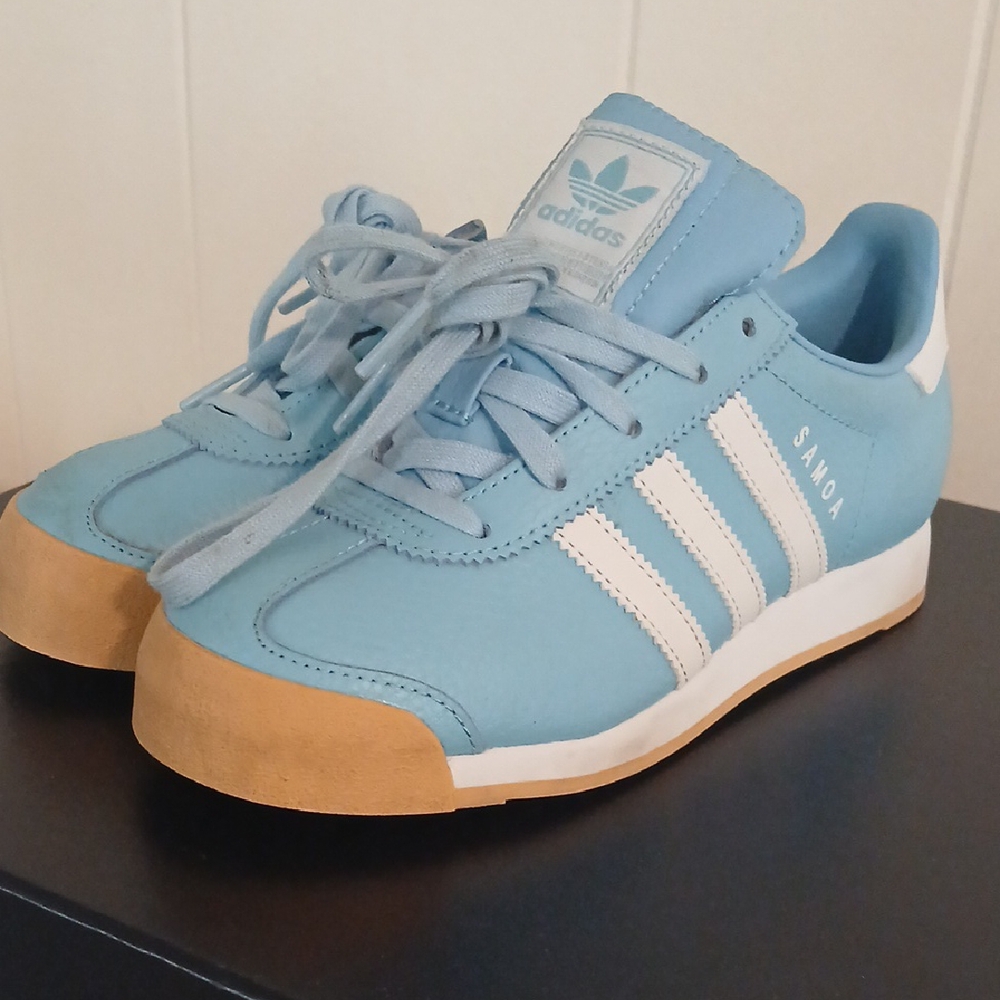 Adidas Samoa Light Blue and White Sneakers